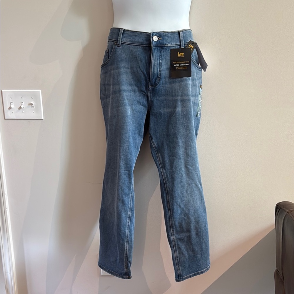 Lee Blue Straight Leg Jeans with Comfort Stretch - Rare Plus Petite Sizing